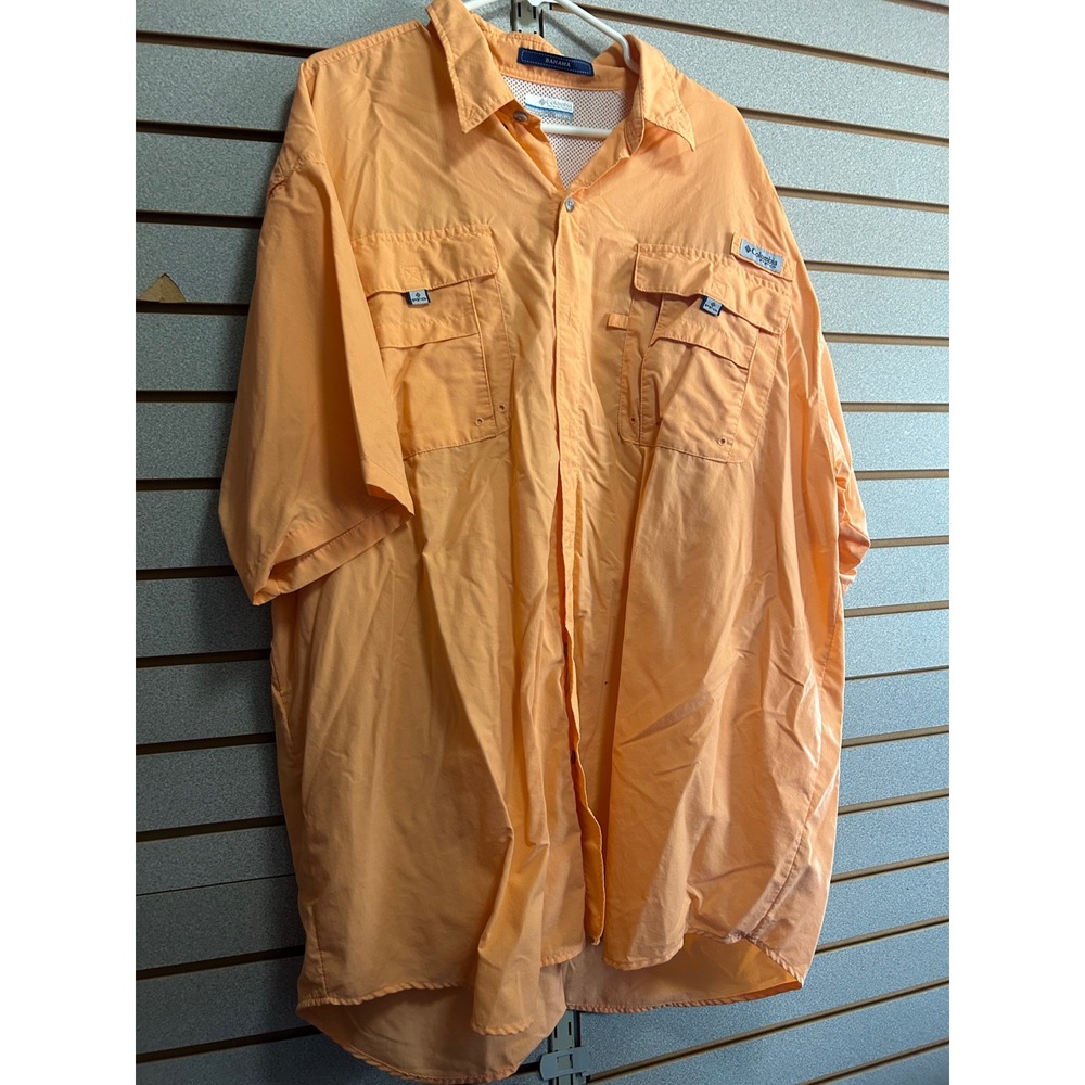 Columbia PFG Bahama II Fishing Shirt Mens 3XT Orange Short Sleeve Vented Nylon